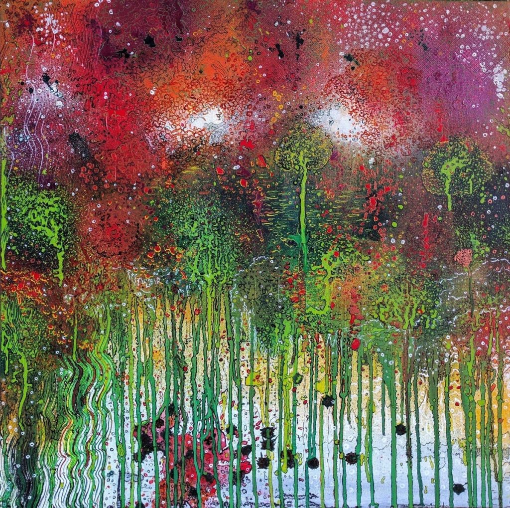 Cascading Whispers, Acrylic on Gallery-wrapped canvas, 24" x 24", 2017