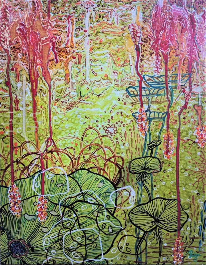 Fire Kissed, Acrylic on Gallery-wrapped canvas, 11" x 14", 2017