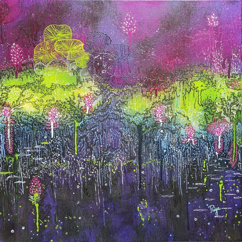 An Hour in the Life of Thumbelina, Acrylic on Gallery-wrapped canvas, 20" x 20", 2017