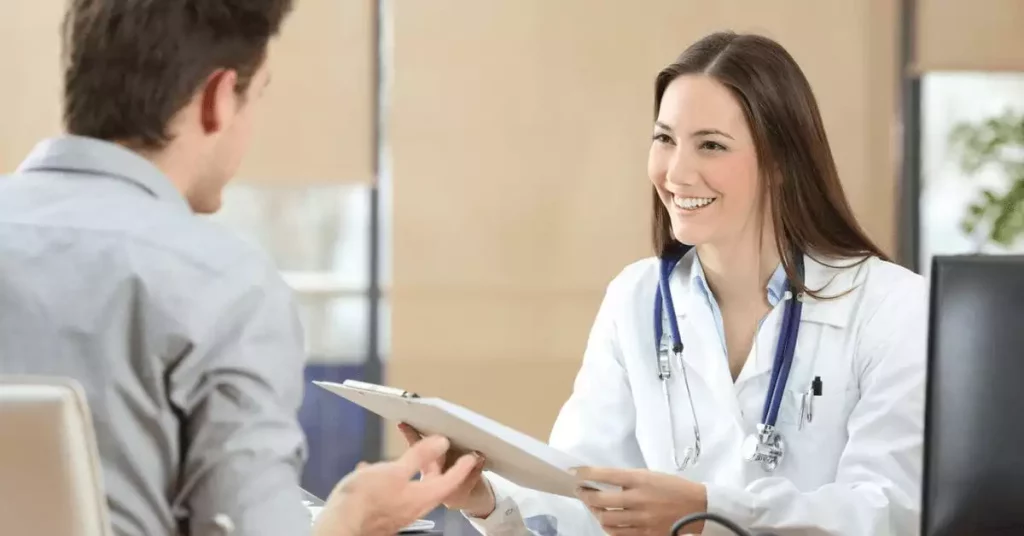 Patient consulting with doctor