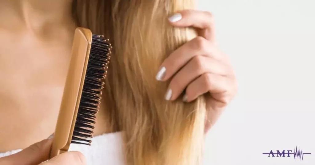 woman with allodynia brushing hair