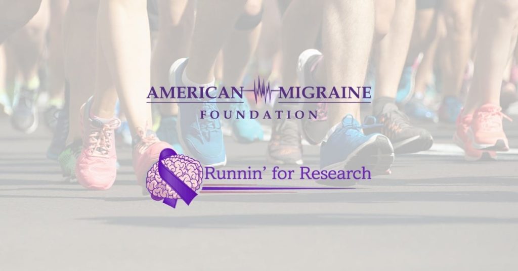 Runnin' for Research and AMF logos over feet of people running