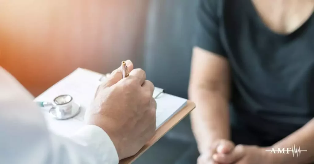 Doctor and patient discussion migraine treatment plan